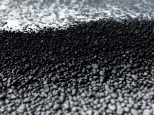 Discover the contrast of dry pebbles, the wet and the white surf in this depiction of the Oregon coast