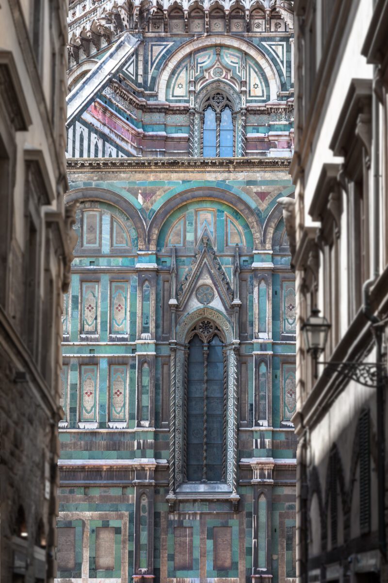 A captivating view focusing on the detailed architecture of Florence's duomo.